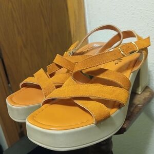 Mariggiò Italy Orange Suede Platform Heels | 90s Vintage | EU 39 / US 8–8.5